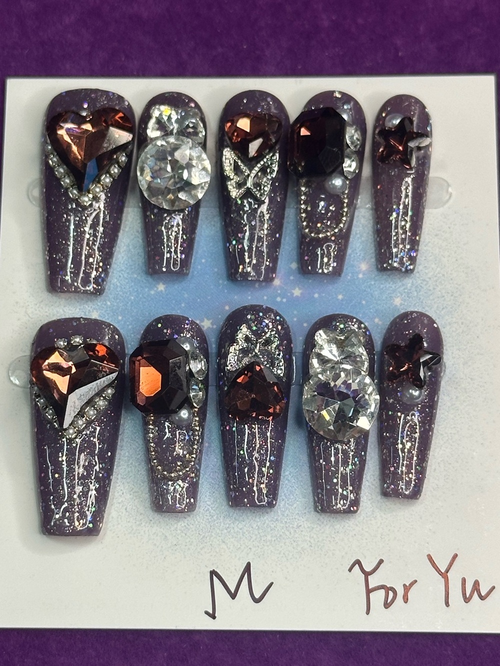 gem coffin press-on nail set, size M 🐥